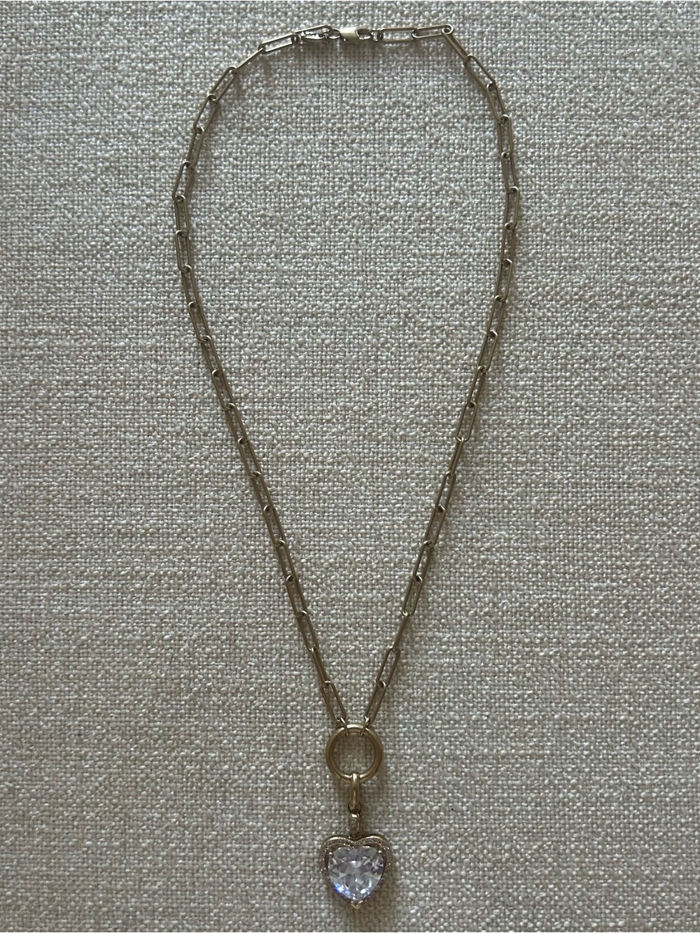 Vanessa Mooney Gold Heart Pendant Necklace with Clear Crystal